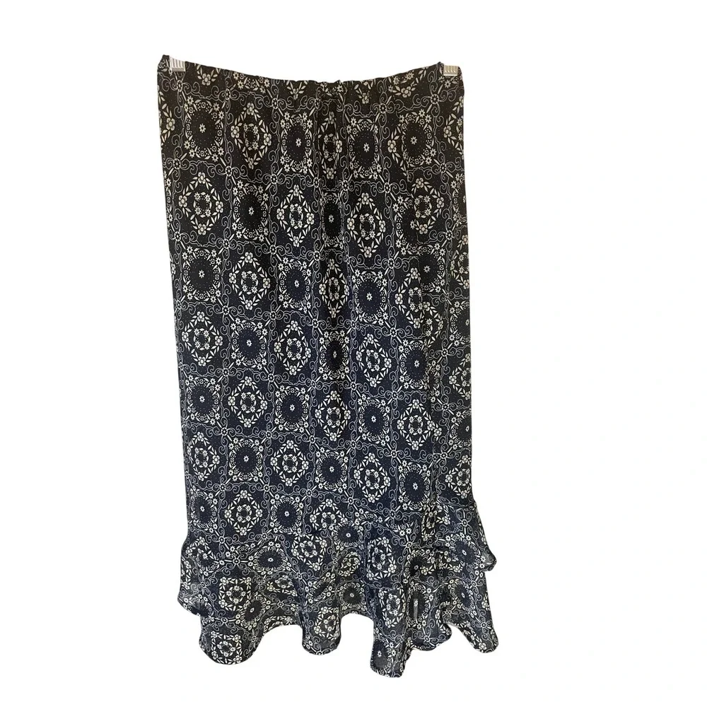 Cato Womens Floral‎ Paisley Chiffon Maxi Skirt Large Blue Boho Flowy Cottagecore